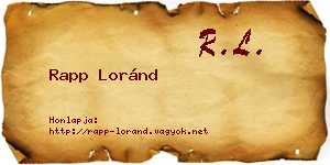 Rapp Loránd névjegykártya