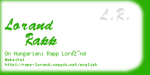 lorand rapp business card
